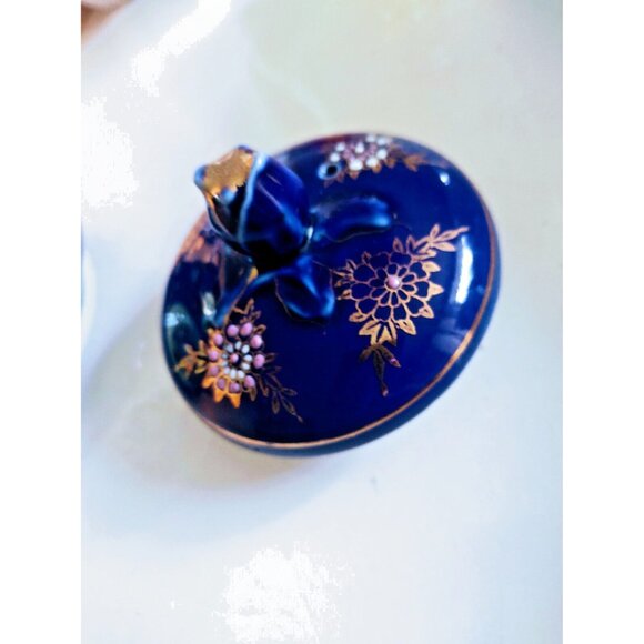 Vintage Moriage Cobalt Blue Hand Painted Japan Tea Pot 1950's - Picture 7 of 14